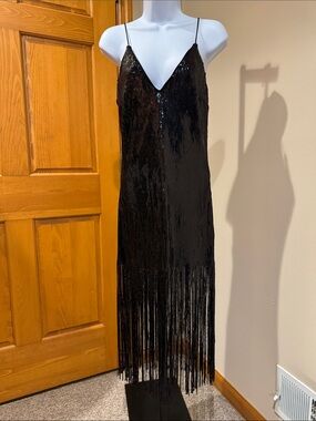 forever 21 sequin fringe dress Forever 21 * Black Fringe and Sequin Dress * Small * Great Condition